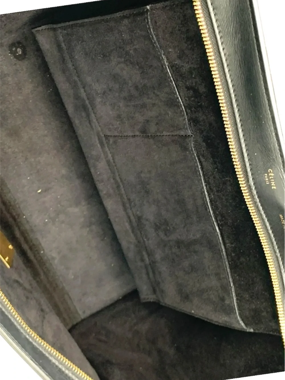 Celine Black and White Trapeze Satchel with Gold Hardware